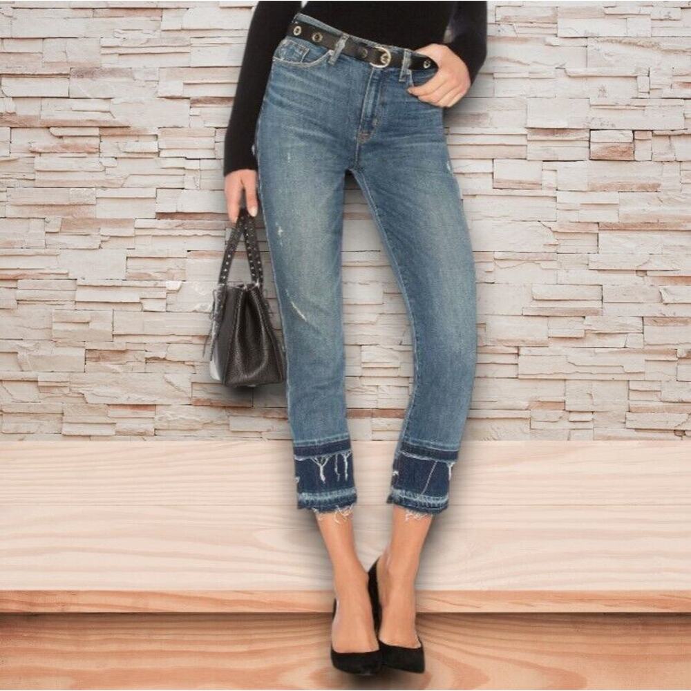 Hudson Jean Zoeey High Rise Straight Crop Double Step Social Grace Size 26 NWT